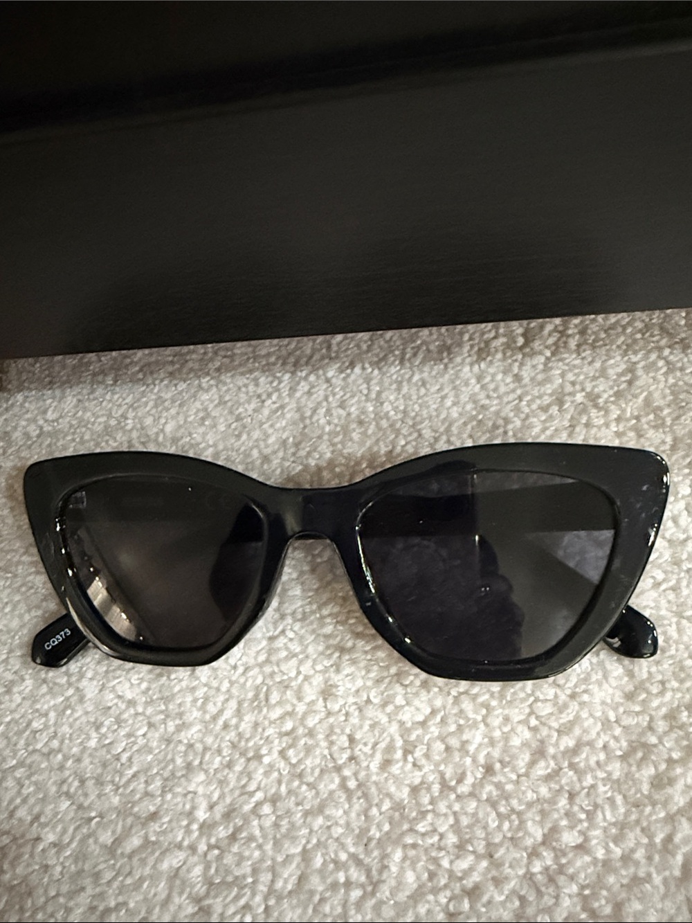 Black J. Crew Shiny Black Cat-Eye Square Sunglasses -